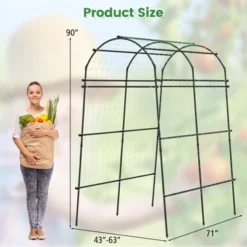 Tangkula Garden Arch Trellis 7.5 FT Tall Garden Arch Plant Tunnel Trellis With Trellis Netting Tunnel Plant Support -Tangkula GUEST aa0ec0a5 091c 4f1b 9263 28c706753bb1