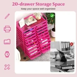 Tangkula 20-Drawer Rolling Storage Cart - Mobile W/Drawers For School Classroom Teacher Office Home Salon Paper File Art Supply Craft Organizer -Tangkula GUEST aa1cccdc 1867 4945 9bd8 468ba4a4fb4b