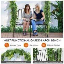 Tangkula Steel Garden Arch W/ 2-Seat Bench 6'7"H X 3'8"W Outdoor Arbor For Climbing Plants -Tangkula GUEST aa8aac48 5d07 4388 bc7b 42cf7f1c5edb