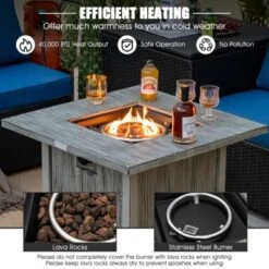 Tangkula 28" Propane Fire Pit Table 40,000 BTU Outdoor Propane Gas Fire Table With Wood-like Tabletop Lid And Lava Rocks With PVC Cover -Tangkula GUEST aa912a5e c073 4a57 88af ab34e09a2705