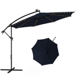 Tangkula 10FT Solar Offset Umbrella Tilted Cantilever Hanging Umbrella With 112 LED Lights Patio Sun Shade With Crank Handle Beige/Coffee/Navy/Red -Tangkula GUEST aabaadbf a654 4880 853c 0df28b06b509