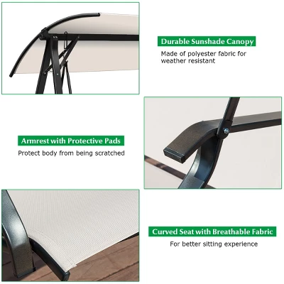 Tangkula Outdoor Patio Swing Loveseat Hammock Hanging Chair Beige 5 Tangkula Outdoor Patio Swing Loveseat Hammock Hanging Chair Beige - Image 3