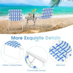 Tangkula 4pcs Folding Beach Chair Camping Lawn Webbing Chair Lightweight 1 Position Blue -Tangkula GUEST aafabcf9 2aaa 4d32 859e f88fedd4fb73