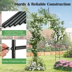 Tangkula Garden Arbor Gothic Style Decorative Metal Garden Arch Outdoor Patio Pergola For Vine Rose Climbing -Tangkula GUEST ab7940b5 46f4 4e69 bccf 5da5a971d8fa