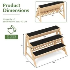 Tangkula 3-Tier Raised Garden Bed Wooden Vertical Planter Box With Storage Shelf 2 Hanging Hooks & 3 Bed Liners -Tangkula GUEST ab8cad99 ceba 41eb 859d 20ef0a050280