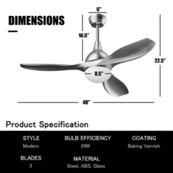 Tangkula Modern 48" Ceiling Fan With Light, Remote Control, Reversible Noiseless Motor, 5-Speed & 3 Colors Temperature Switch Silver -Tangkula GUEST abe213e5 9ecb 4e64 8563 2f27326932b7
