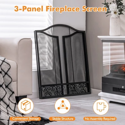 Tangkula 3-Panel Fireplace Screen Decoration Cover Child Baby Pets Safty Fire Folded Doors 8 Tangkula 3-Panel Fireplace Screen Decoration Cover Child Baby Pets Safty Fire Folded Doors - Image 6