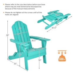 Tangkula Folding Adirondack Chair Outdoor Adirondack Chair Weather Resistant Lounger For Backyard Porch Poolside Turquoise/Grey/White/Black -Tangkula GUEST ac456202 a962 4739 b94f aa7b1bb5d359