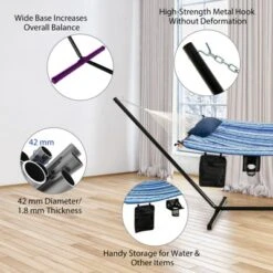 Tangkula 12Ft Hammock With Heavy-Duty Steel Stand, Woven Hammock Chair Set, Portable Hammock With Beech Wood Bar & Cotton Mat -Tangkula GUEST ac61fdd1 9351 49a9 9856 d8db76787287