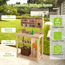 Tangkula Garden Work Bench, Wood Potting Station W/ Bottom Shelves & Top Compartments Solid Fir Wood Structure 15 Tangkula Garden Work Bench, Wood Potting Station W/ Bottom Shelves & Top Compartments Solid Fir Wood Structure -Tangkula GUEST ac6b69a5 07fd 4c33 a4ce 75ce655853ce