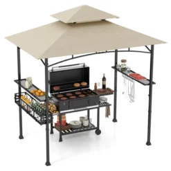 Tangkula 8 X 5 FT BBQ Grill Gazebo W/ 2 Side Shelves Storage Basket Hanging Hooks Outdoor -Tangkula GUEST ad1483da d5be 480f 8c84 bdc3dc70bee7