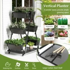 Tangkula Raised Garden Bed With 4 Wheels Tiered Planter Stand Elevated Garden Planter With 6 Container Boxes Drainage System Storage Shelf -Tangkula GUEST ad5b9721 c83f 43b8 b1bf 8cb748fb54d3