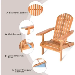 Tangkula 4PCS Folding Adirondack Chair Weather Resistant Outdoor Chair Eucalyptus Wood Adirondack Lounger Chair For Patio -Tangkula GUEST ad748f2d 638f 4b4c ba43 864bd701af5c