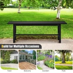 Tangkula Outdoor HDPE Bench W/ Metal Frame 47" X 14" X 16" For Yard Garden -Tangkula GUEST ad761e17 aaf0 4c7c 8ecb 0dc70f8a0065