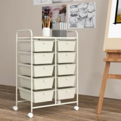 Tangkula 10-Drawer Rolling Storage Cart Tools Scrapbook Paper Organizer On Wheels White -Tangkula GUEST ad8c7fee 9dc3 405e 9cbc 2e73096aab68