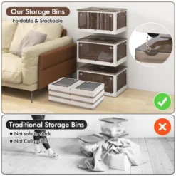 Tangkula 3-Pack Stackable Storage Bins W/Lids 24 Gallon Collapsible Plastic Container Box -Tangkula GUEST ae07ec24 83b4 4c58 abc8 cd2652fa6515