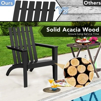 Tangkula 3PCS Patio Adirondack Chair Side Table Set Solid Wood Garden Deck Bistro Set Classic Furniture 6 Tangkula 3PCS Patio Adirondack Chair Side Table Set Solid Wood Garden Deck Bistro Set Classic Furniture - Image 4