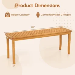 Tangkula 47" Long Patio Dining Bench W/ Slatted Seat Backless Wooden Picnic Bench -Tangkula GUEST ae24bdb8 1749 4c64 b4d5 772d68e6a231