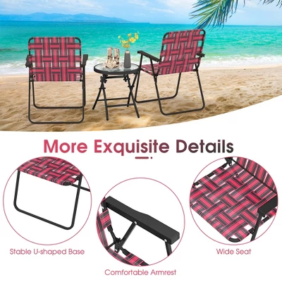 Tangkula Set Of 4 Patio Folding Web Chair Set Portable Beach Camping Chair Red 9 Tangkula Set Of 4 Patio Folding Web Chair Set Portable Beach Camping Chair Red - Image 7