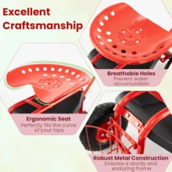 Tangkula Rolling Garden Cart Scooter W/ Adjustable Seat Storage Basket Tray Red -Tangkula GUEST aec2f895 3f14 4bca 9386 d536254a1d1e