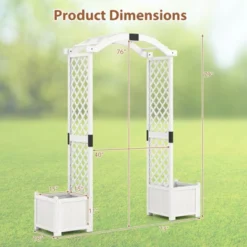 Tangkula Garden Arbor W/ Planter Wooden Planter Arch W/ Trellis White -Tangkula GUEST aec6f180 3c04 44d5 934e a852befad0a8