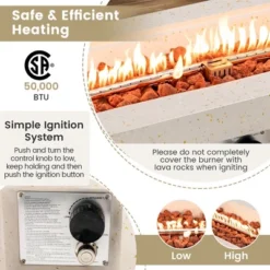 Tangkula Patio Terrazzo Fire Pit Table 50,000 BTU W/ Hideaway Propane Tank Table & Cover -Tangkula GUEST af110621 a279 4e9f 9462 e6ad73989494