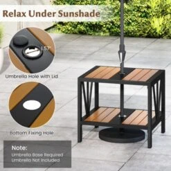 Tangkula Outdoor Side Table 2-Tier Coffee End Table W/ 1.57" Umbrella Hole Storage Shelf -Tangkula GUEST af214438 abf8 4ef8 9048 6088e7596d50