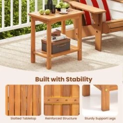 Tangkula 2PCS Outdoor Acacia Wood Side Table 2-Tier Patio End Table W/ Slatted Tabletop -Tangkula GUEST af5dc452 e037 4094 82ce cf0d981b7a6b 1