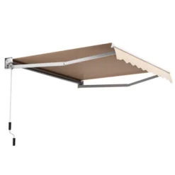 Tangkula 8'×6.6' Retractable Awning W/ Aluminum Frame Sun/Water Protection W/ PA Coating Manual Control Hand Crank Angle Adjustable Design Brown/Beige -Tangkula GUEST af65ae3f 9b43 467a b111 b4ff2287fe15