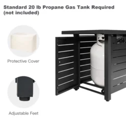 Tangkula 9 PCS Rattan Dinning Set Wicker Sofa W/Propane Gas Fire Pit 60,000 Btu Heater -Tangkula GUEST afb11881 9897 43cb b507 ed5f5bb9717c