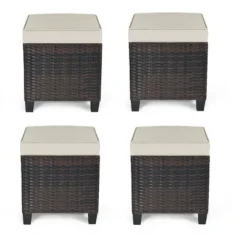 Tangkula 4PCS Rattan Ottoman Outdoor Patio Furniture Cushioned Footstool Footrest -Tangkula GUEST afc8363d 571c 49bd b15b d90e8e0720b8