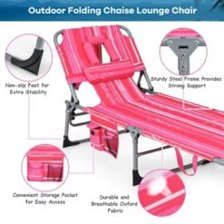 Tangkula Set Of 2 Lounge Chair Beach Chair W/ Face Arm Hole Detachable Pillow Adjustable Backrest Side Pocket Outdoor Chaise Sunbathing Chair Hot Pink -Tangkula GUEST b056b5d4 78be 482f 9dc1 669324486034