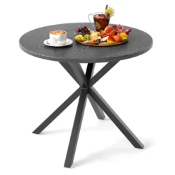Tangkula 34 Inch Round Patio Bistro Table W/ Wood-Like Top & X-Shaped Legsfor Outside -Tangkula GUEST b072df6f 86ee 4f2f 9ec2 d77580e5e8ca