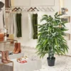Tangkula 50" Tall Artificial Potted Tree W/3 PE Bamboo Trunk Flush Leaves Realistic Soil -Tangkula GUEST b075242d aa71 4762 bf59 b972b8625dec