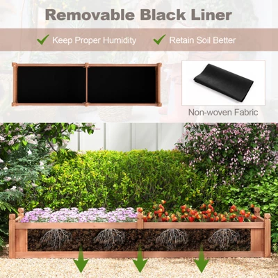 Tangkula Wooden Raised Garden Bed Outdoor Rectangular Planter Box W/ Drainage Holes Liner Raised Planter For Vegetable Fruit Flower Herb 7 Tangkula Wooden Raised Garden Bed Outdoor Rectangular Planter Box W/ Drainage Holes Liner Raised Planter For Vegetable Fruit Flower Herb - Image 5