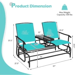 Tangkula Patio Loveseat Rocking 2 Person Outdoor Double Glider Chair With Center Table -Tangkula GUEST b19947cf 217a 4dd4 8603 dc3cb931ae1a