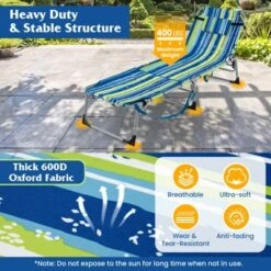 Tangkula Folding Chaise Lounge Chair Sunbathing Recliner W/ Face Hole & Removable Pillow Navy Blue -Tangkula GUEST b1b46323 ef48 4c64 8d9a a1d7cdbaadb3