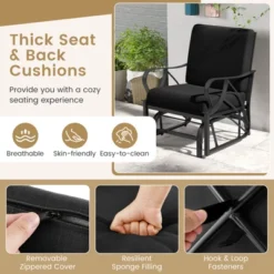 Tangkula 2PCS Patio Glider Chair Single Outdoor Rocking Chair W/ Seat & Back Cushions -Tangkula GUEST b1c665c8 ad8e 49d5 9f77 1a0068e9f995 1