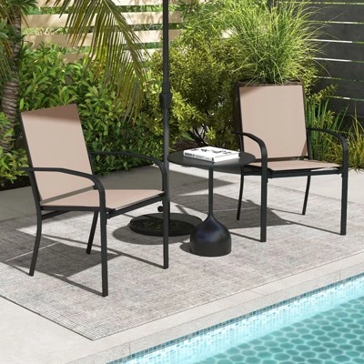 Tangkula Outdoor Dining Chairs Set Of 2 W/ Breathable Fabric Armrests High Back 3 Tangkula Outdoor Dining Chairs Set Of 2 W/ Breathable Fabric Armrests High Back