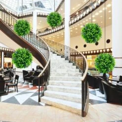 Tangkula 2 PCS Artificial Lavender Topiary Balls 12 Inch Faux Hanging Plant Balls W/ Flowers -Tangkula GUEST b1d6111d 1eca 4345 91b9 41b999b371be