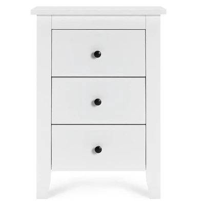 Tangkula 2PCS End Table Nightstand Living Room Furniture W/ 3 Drawers White 6 Tangkula 2PCS End Table Nightstand Living Room Furniture W/ 3 Drawers White - Image 4