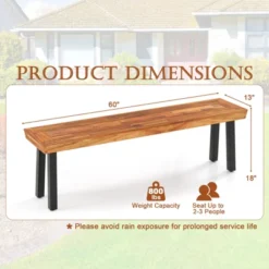 Tangkula Outdoor Acacia Wood Benches Set Of 2 W/ Slatted Top & Flared Metal Legs 18 Tangkula Outdoor Acacia Wood Benches Set Of 2 W/ Slatted Top & Flared Metal Legs -Tangkula GUEST b1f58027 736c 4947 8681 721cab07bc32