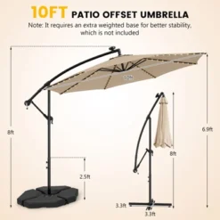 Tangkula 10FT Solar Offset Umbrella Tilted Cantilever Hanging Umbrella With 112 LED Lights Patio Sun Shade With Crank Handle Beige/Coffee/Navy/Red -Tangkula GUEST b20d3fc3 2612 4226 9f83 6588766be3e6