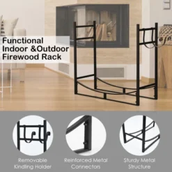 Tangkula 33" Firewood Rack With Kindling Holder 33" Fireplace Log Holder For Indoor&Outdoor Wood Stacker Lumbar Storage Organizer -Tangkula GUEST b21b02ef 3c7e 49e1 839f 51d1a2432828