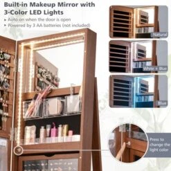 Tangkula Rotating Mirrored Jewelry Cabinet With Mirror Storage Shelves -Tangkula GUEST b25abffe fb5a 4f6a 9b53 992b391818e4