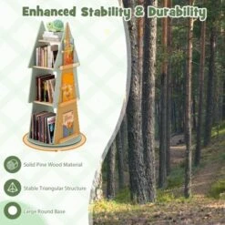 Tangkula Kids Rotating Bookshelf 4 Tier Tree Shape Revolving Bookcase 360°Display Rack -Tangkula GUEST b29856ab e4b8 46e5 a2e3 b4bfd0827a83