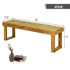 Tangkula Set Of 2 Patio Garden Dining Bench Acacia Wood Bench -Tangkula GUEST b29b18d6 1987 4031 af13 5bf7c6b2a388