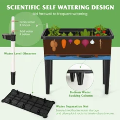 Tangkula Raised Garden Bed With Trellis Self-Watering Planter Bed With Water Level Observer Drainage Holes Climbing Net & Detachable Legs -Tangkula GUEST b2a4b0bc 938a 4206 9cb2 ce69a736341c