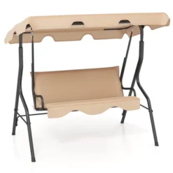 Tangkula 3-Person Swing Chair Porch Swing Seat W/ Adjustable Canopy Removable Cushion -Tangkula GUEST b2b742e0 0e55 43b6 a73c df59b1ad3709