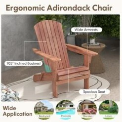 Tangkula Folding Adirondack Chair Set Of 2 W/ High Backrest & Wide Armrests Wooden -Tangkula GUEST b2ce120a 559f 4ed6 967f 6484d291ad00